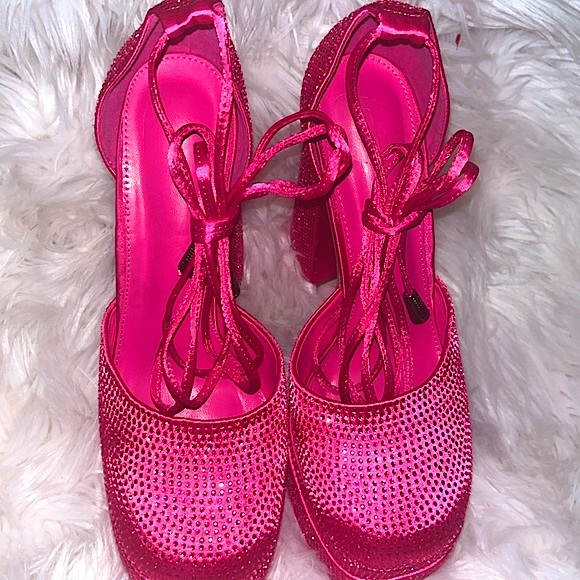 Pink Chunky Lace Up Platform - Picture 8 of 9